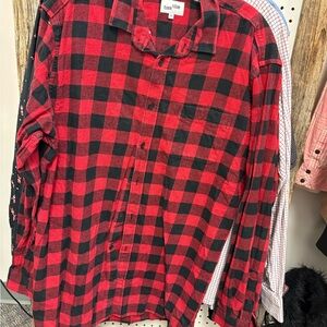 Frank & Oak Red and Black Checkered Shirt